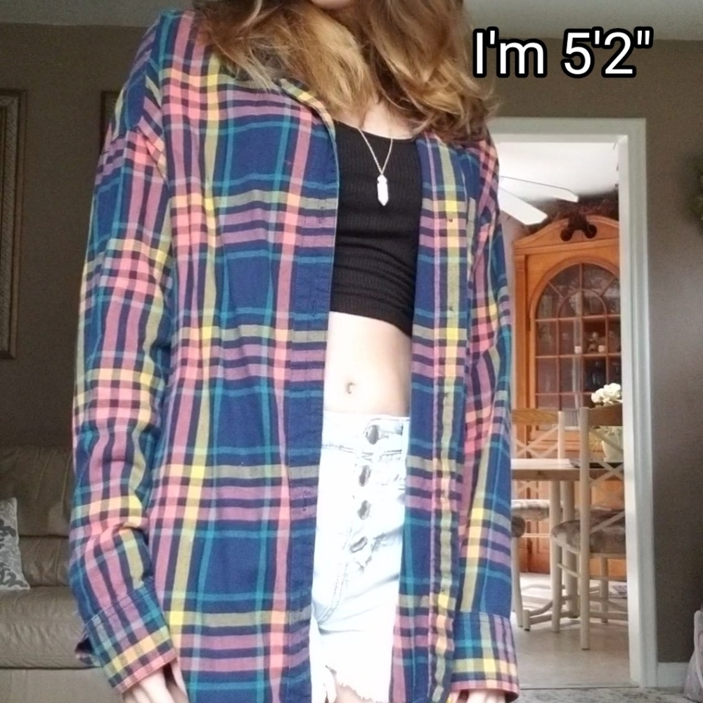 RAINBOW OLD NAVY BOYFRIEND FLANNEL